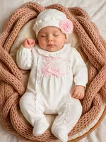2pcs Baby Girl Romper Set - Long Sleeve Jumpsuit with